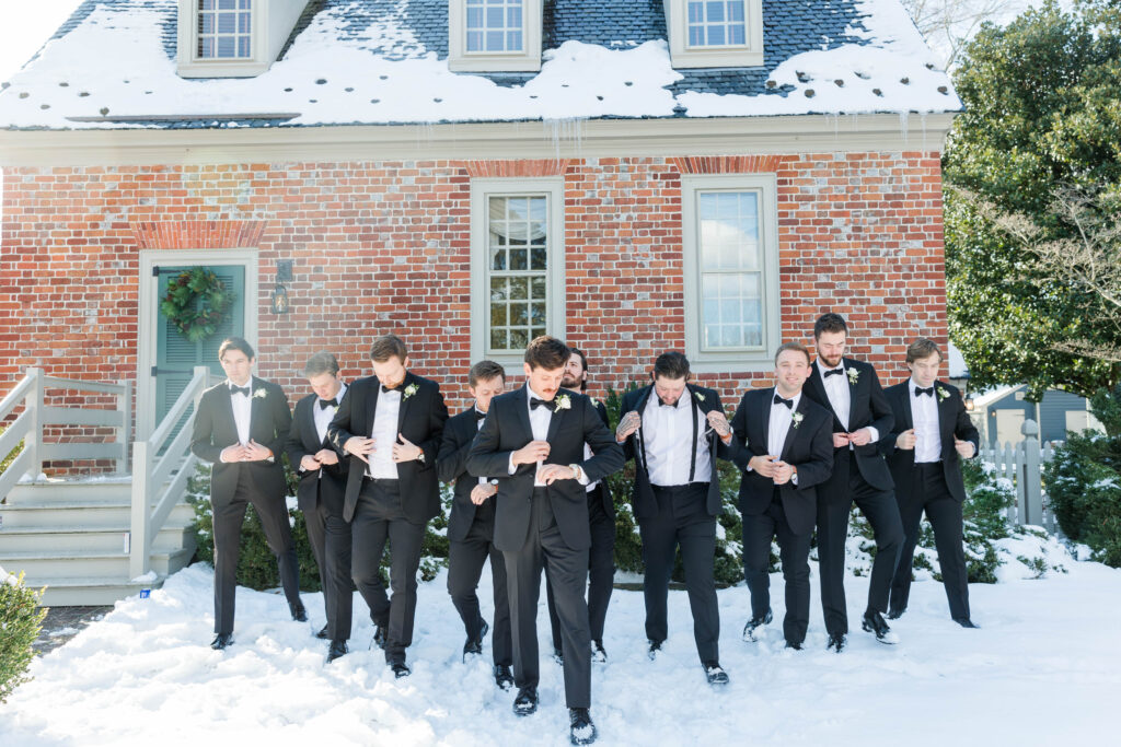 Groomsmen in the snow