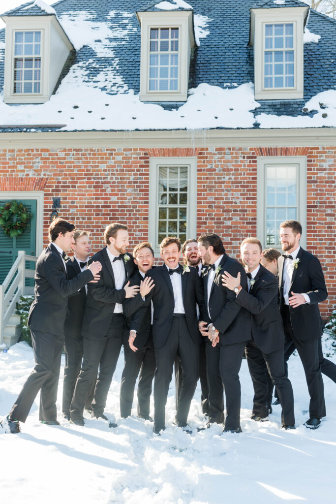 Groomsmen in the snow