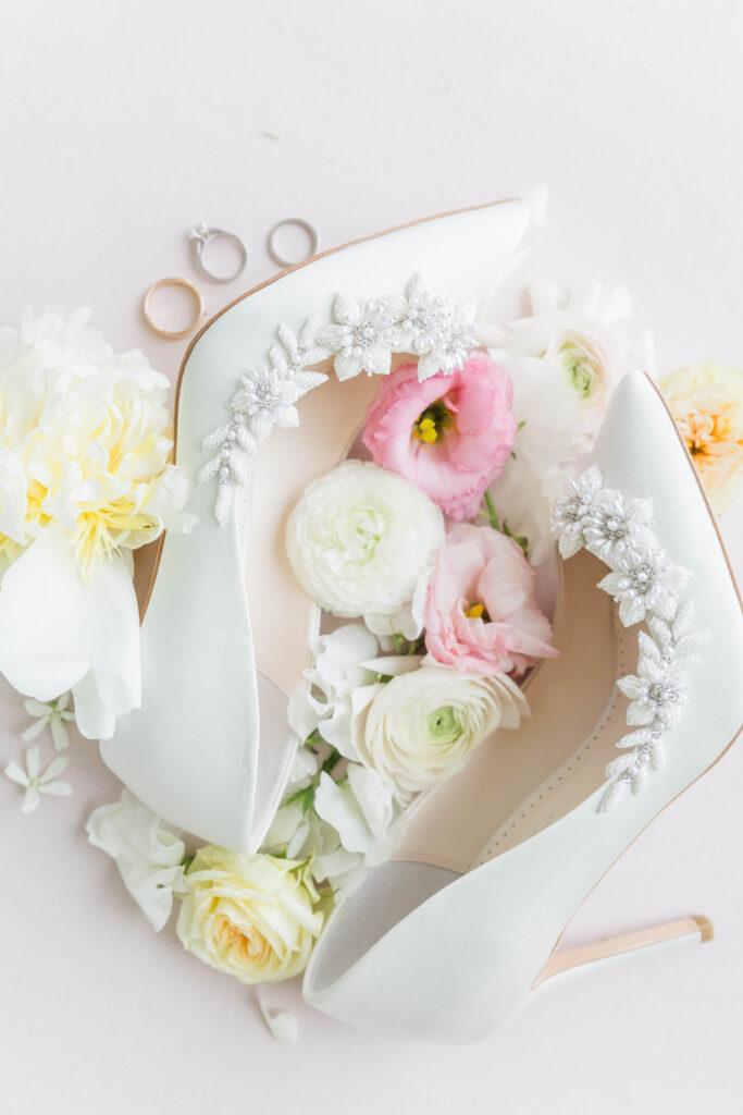 rings and shoes wedding day