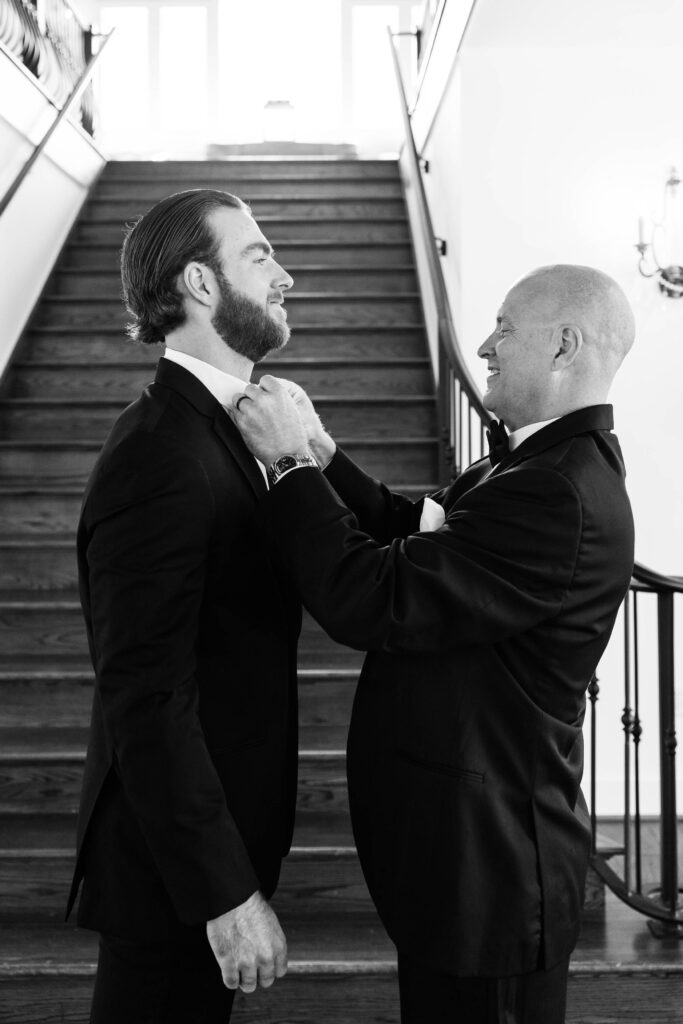 Groom getting ready at Burlington