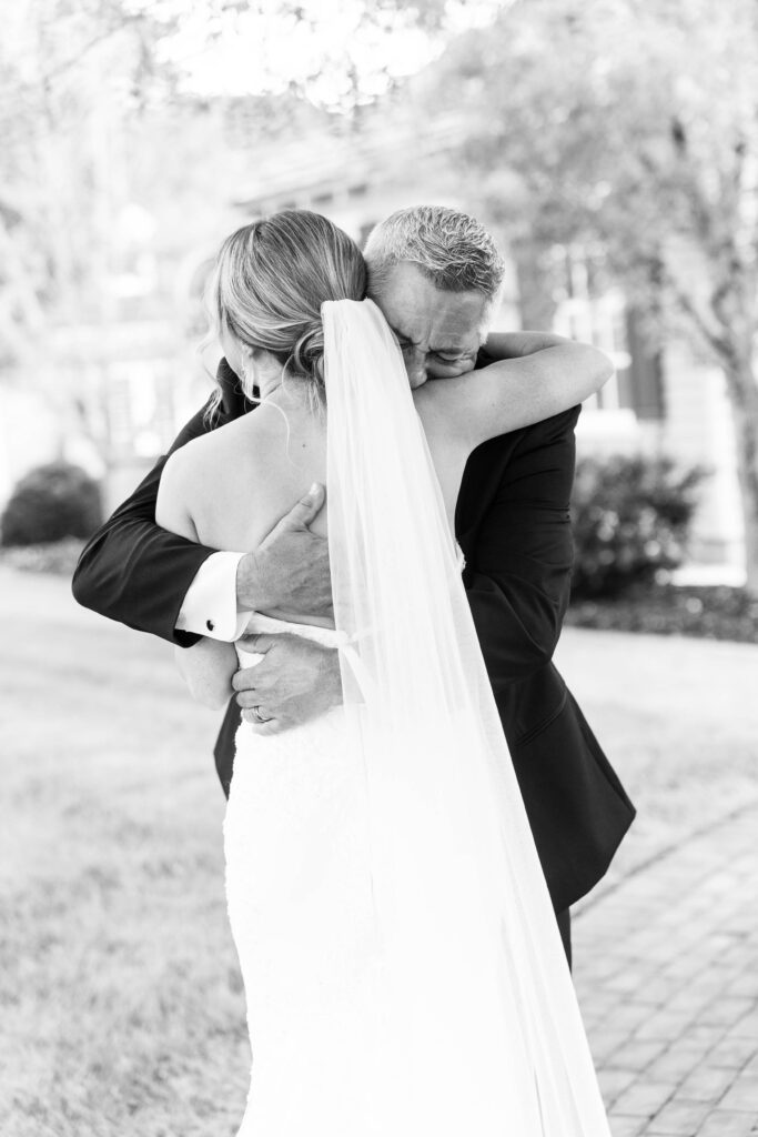 Father daughter first look at Burlington Weddings and Events